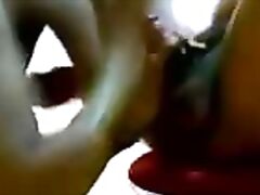 Horny mumbai kaamwali bai sucking her master cock in lounge lying naked in bed and man plays with her tits and fingers her choot.